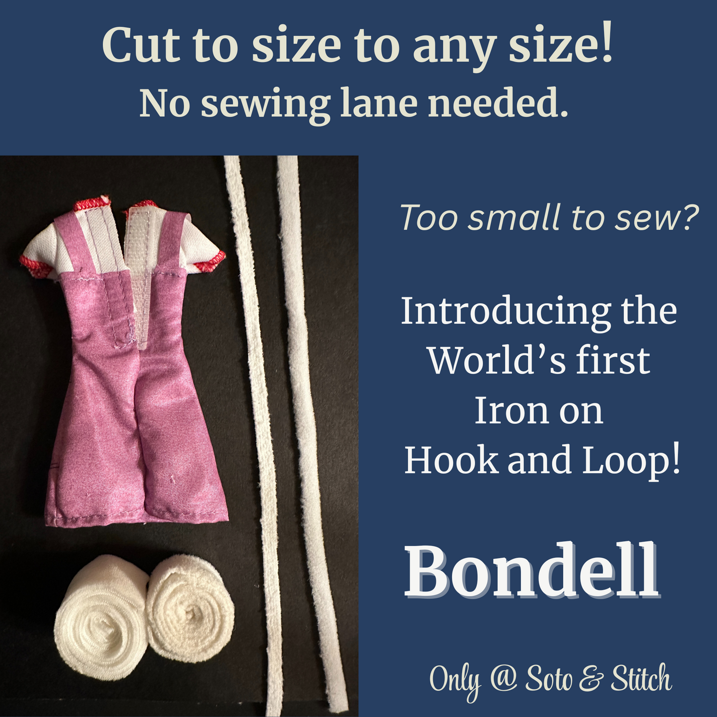 Doll Sized Sewing Fastener – Soft Silent Hook & Loop Fabric
