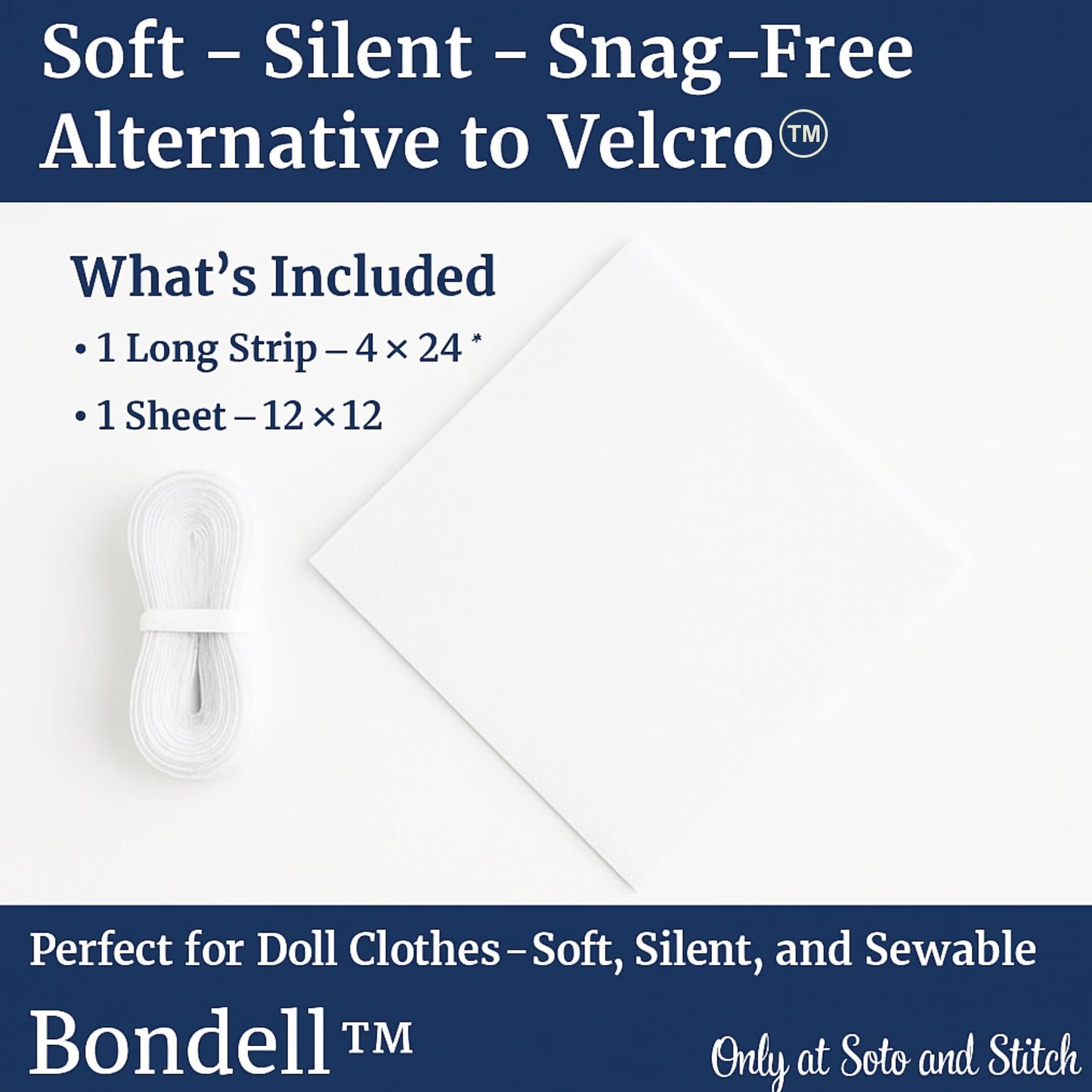 Doll Sized Sewing Fastener – Soft Silent Hook & Loop Fabric